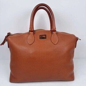 Dooney & Bourke Dillen Caramel Pebble Leather Zip Satchel Shoulder Bag Handbag